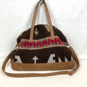 Deb & Dave Weekender Bag Duffle Brown Travel Southwestern Tapestry Aztec Vegan
